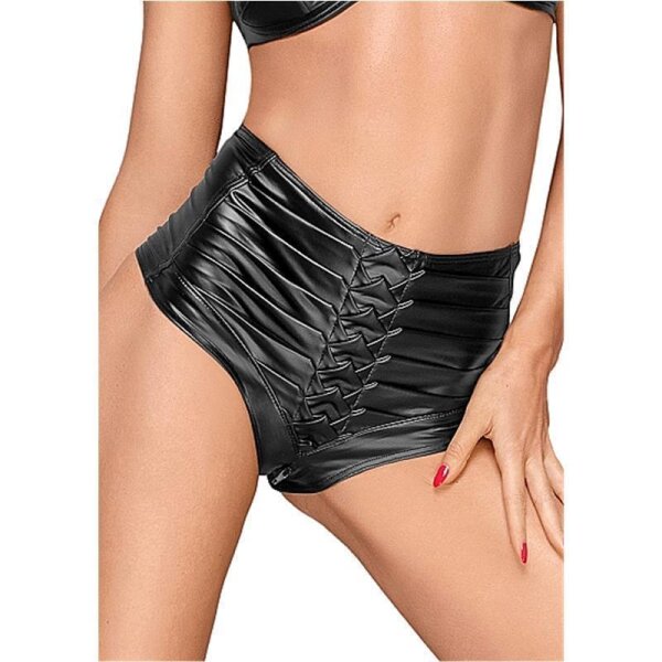 Shorts Wetlook A Vita Alta Con Pieghe Fatte A Mano XL Nero | Noir