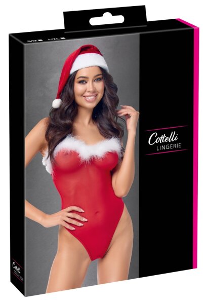 Body stringato e cappellino natalizio in set S/M